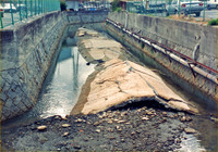 1995年2月1日　川底のめくれた鳴尾新川
